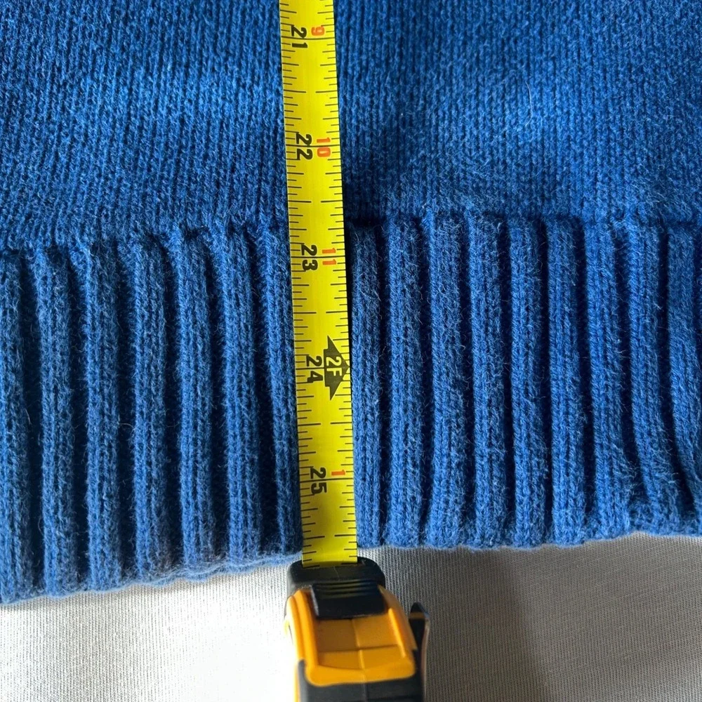 Aeropostale Mens Quarter Zip Mock Neck Pullover Sweater Blue Striped Collar Sz L